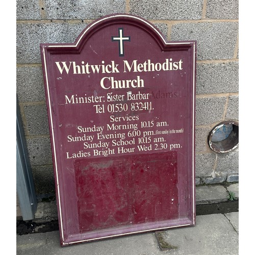 272 - Whitwick methodist church fibreglass notice board measures approximately Height 53 inches, Width 35 ... 