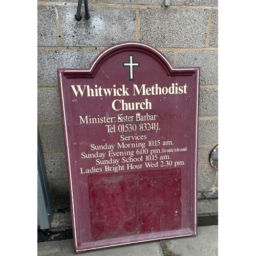 272 - Whitwick methodist church fibreglass notice board measures approximately Height 53 inches, Width 35 ... 