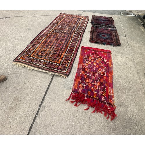 293 - Three vintage rugs largest measures approximately length 104 inches, width 44 inches