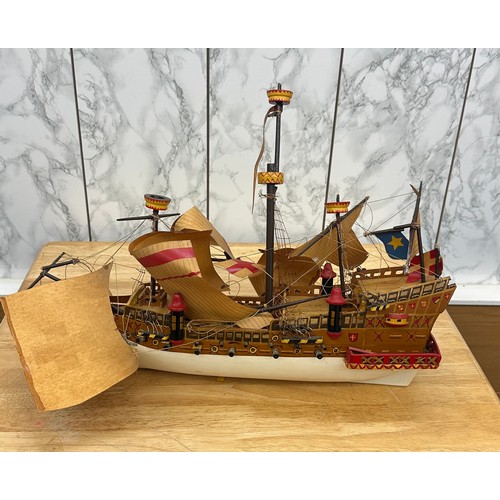 259 - Vintage galleon ship model length 16 inches