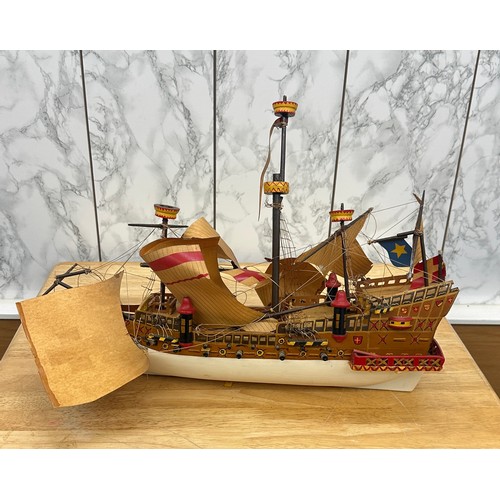 259 - Vintage galleon ship model length 16 inches