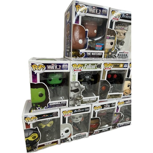 48 - Selection of 11 small boxed  Funko Pop mainly Marvel figures to include Avengers, Ant man etc