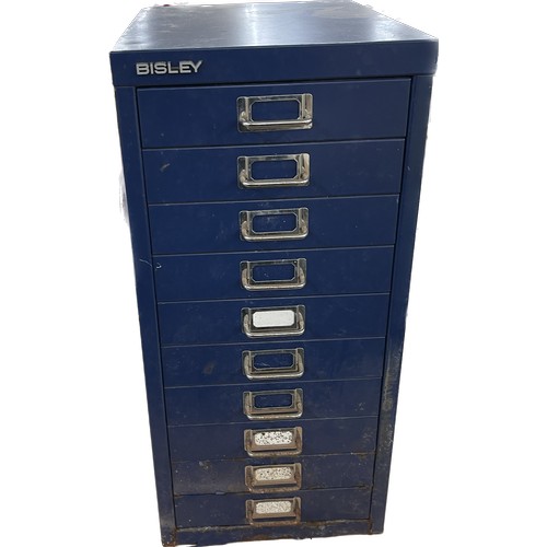 342 - 10 Drawer Bisley multi drawer measures approximately 23 inches tall 11 inches wide 15 inches depth