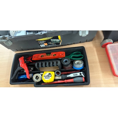 112 - Selection of assorted tools in plastic tool boxes