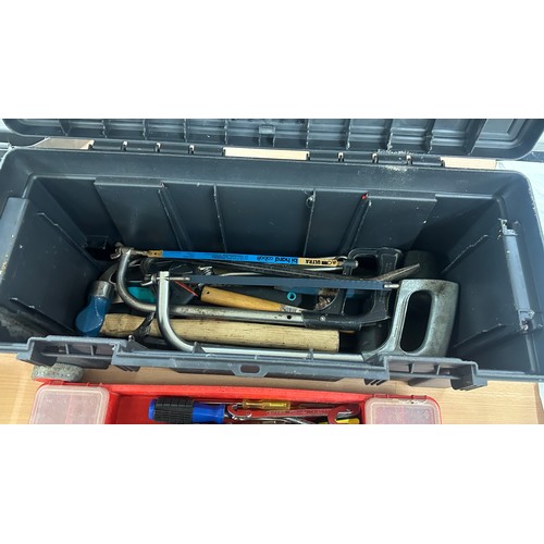 112 - Selection of assorted tools in plastic tool boxes