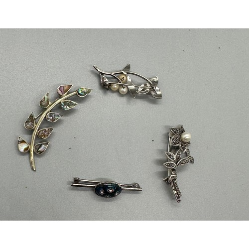 477 - Selection of silver jewellery includes marcasite, abalone stone etc