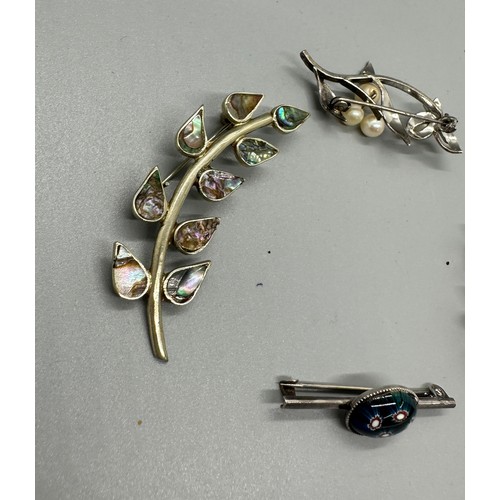 477 - Selection of silver jewellery includes marcasite, abalone stone etc