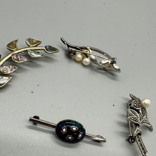 477 - Selection of silver jewellery includes marcasite, abalone stone etc