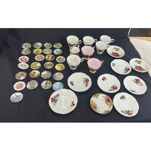 182 - Selection of miniature centenary plates, selection of collectors cups and saucers to include Paragon... 