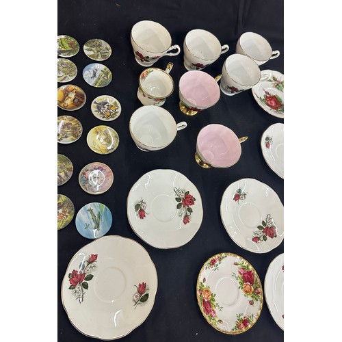 182 - Selection of miniature centenary plates, selection of collectors cups and saucers to include Paragon... 