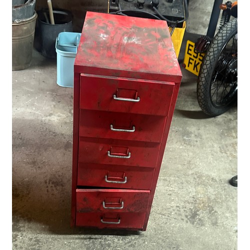 331 - 6 drawer metal tools  cabinet on wheels with contents