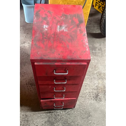 331 - 6 drawer metal tools  cabinet on wheels with contents