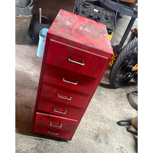 331 - 6 drawer metal tools  cabinet on wheels with contents