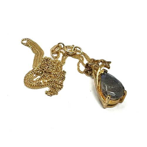 163 - 9ct gold labradorite pendant & chain (1.5g)