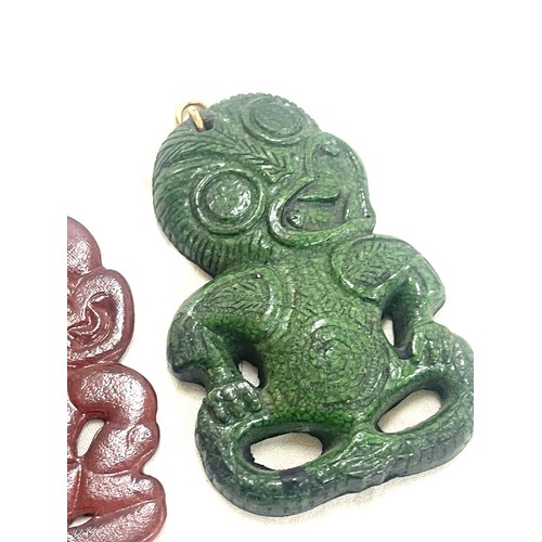 553 - Two vintage Nephrite Jade New Zealand Maori Tikis and 2 others