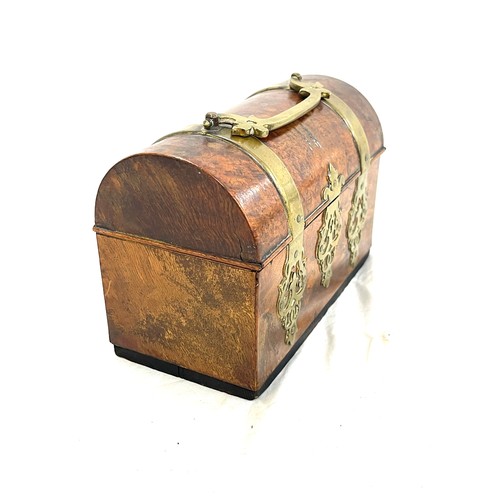 562 - Victorian walnut brass bound casket, approximate measurements: Height  5 inchesWidth 6.5 inches