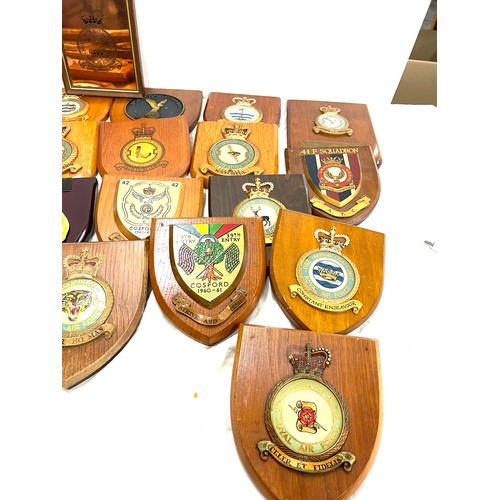 196 - Large selection of air force RAF shield plaques various squadrons