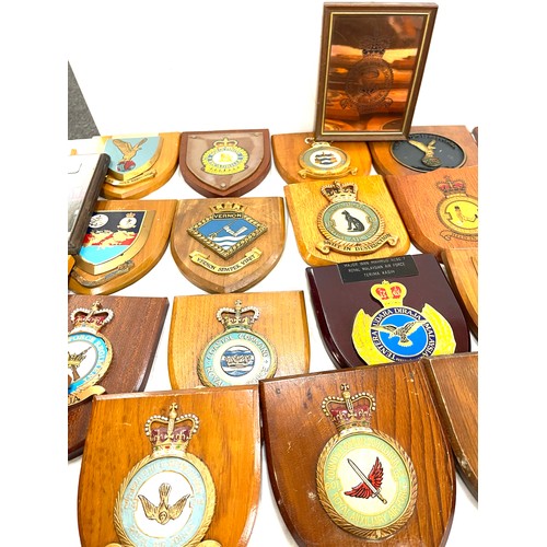 196 - Large selection of air force RAF shield plaques various squadrons