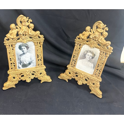 83 - Pair of very heavy french photo frames, overall height 14 inches