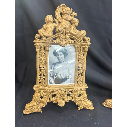 83 - Pair of very heavy french photo frames, overall height 14 inches