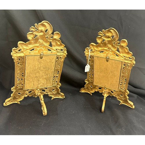 83 - Pair of very heavy french photo frames, overall height 14 inches