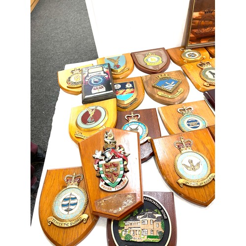 196 - Large selection of air force RAF shield plaques various squadrons