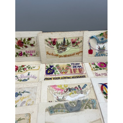 563 - Large selection of vintage silk greetings cards, dating back to 1920s