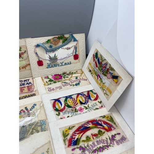 563 - Large selection of vintage silk greetings cards, dating back to 1920s