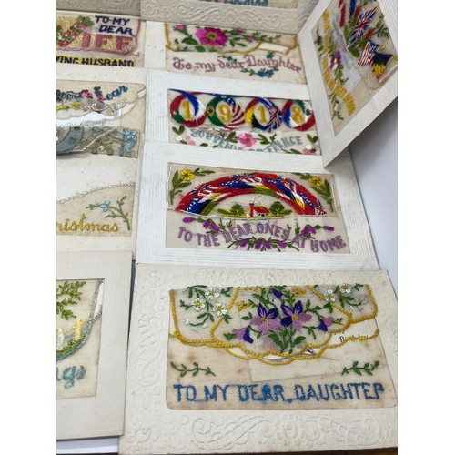 563 - Large selection of vintage silk greetings cards, dating back to 1920s