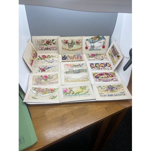 563 - Large selection of vintage silk greetings cards, dating back to 1920s