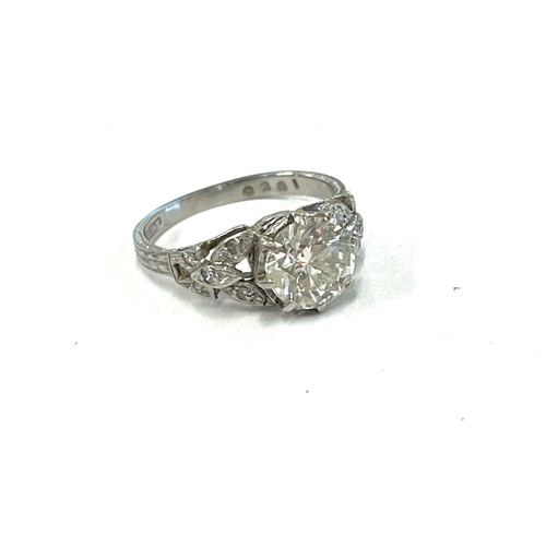 479 - Hallmarked ladies platinum deco style old cut diamond set ring with diamond shank, center diamond me... 