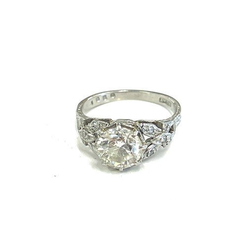 479 - Hallmarked ladies platinum deco style old cut diamond set ring with diamond shank, center diamond me... 