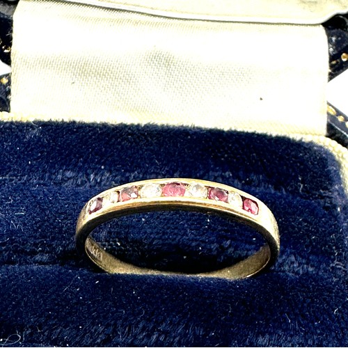 78 - 9ct gold ruby & diamond half eternity ring (1.3g)