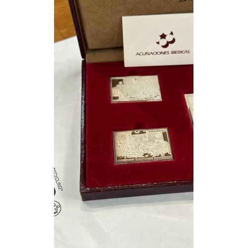 522 - Cased Silver Spanish stamps