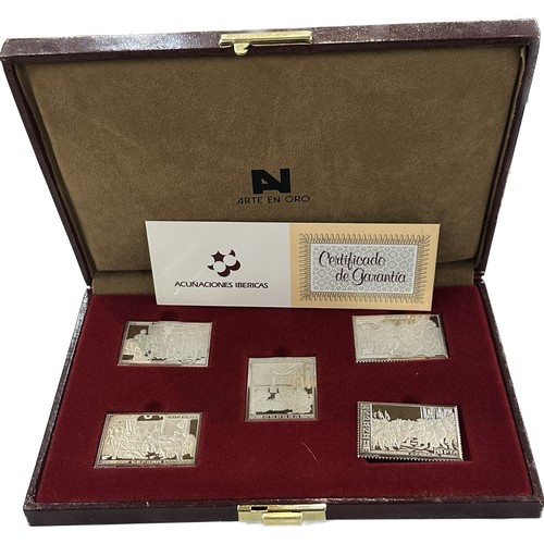 522 - Cased Silver Spanish stamps