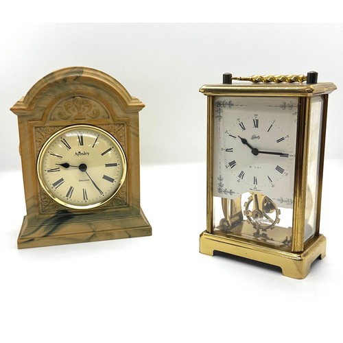 566 - Two vintage mantel clocks to include Schatz Germany and Aynsley - tallest measures approx 6 inches t... 