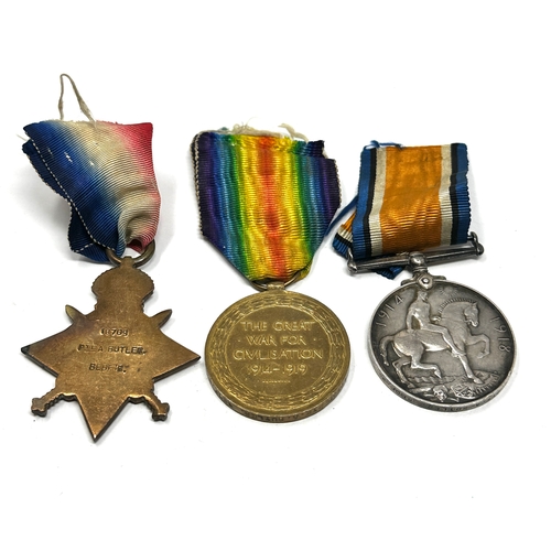 412 - ww1 trio medals to pte a butler bedford reg