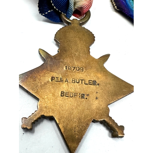 412 - ww1 trio medals to pte a butler bedford reg