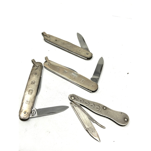 60 - 4 silver pen knives