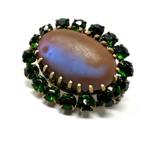 74 - Antique Victorian Saphiret Brooch large central saphiret with green stone paste around saphiret meas... 