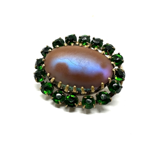 74 - Antique Victorian Saphiret Brooch large central saphiret with green stone paste around saphiret meas... 