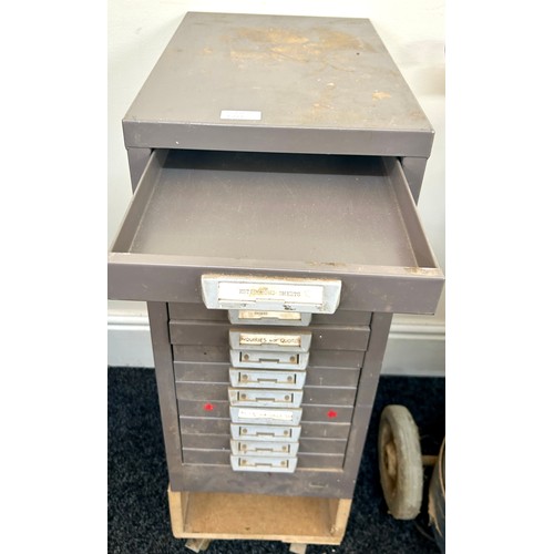 363 - Bisley type 14 drawer small index drawers