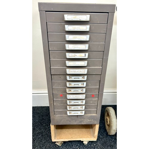 363 - Bisley type 14 drawer small index drawers