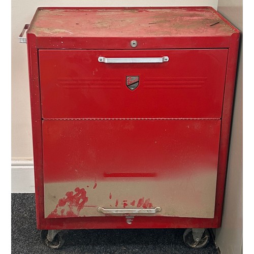 367 - Red Beach industrial metal 5 drawer, 2 compartment steel roll cabinet