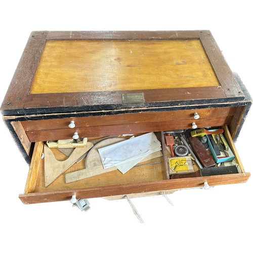 345 - 7 drawer large wooden toolbox, with some contents, approximate measurements Height 24, Width 30 inch... 