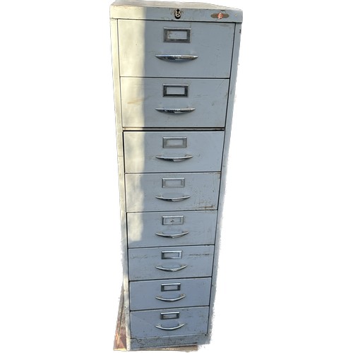 360 - Metal 8 drawer filing cabinet, no lock, approximate measurements: Height 52 inches, Width 14 inches,... 