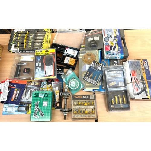 348 - Large selection of cased tools includes Raff set, vice, clamps etc