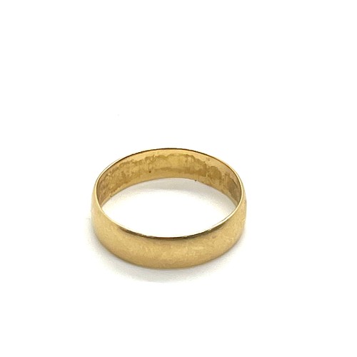 503 - 18ct gold wedding band, ring size R  Weight 3.6g