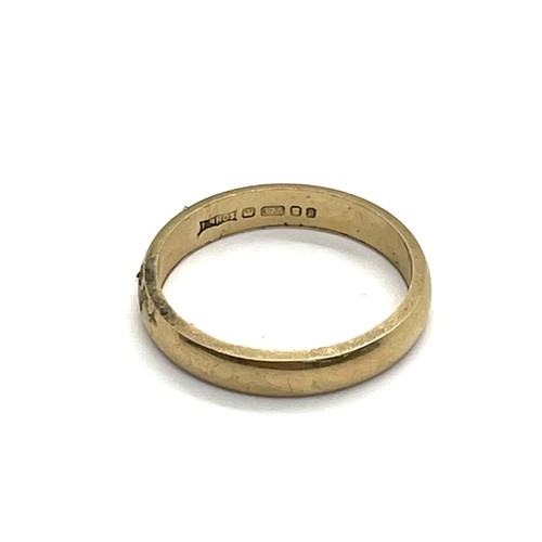 499 - Ladies 9ct gold wedding band, ring size I/J, total weight 1.8