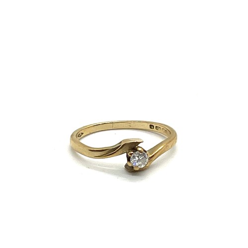 497 - Ladies 9ct gold diamond ring, ring size J, overall weight 1.3g